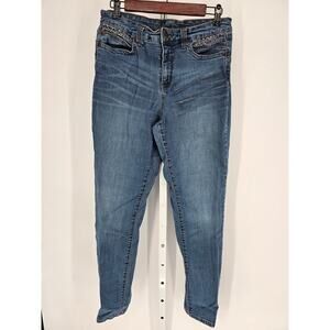 Code Blue Women's Mid Rise Skinny Rhinestone Pocket Button Closer Jeans Size 10